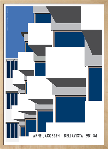 Arne Jacobsen - Plakat med Bellavista i Klampenborg