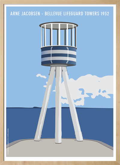 Arne Jacobsen - Bellevue Strand plakat - Livreddertårn