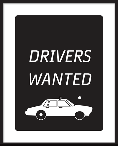 indrammet tekst plakat - Drivers wanted
