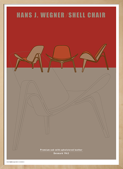 Plakat med Wegners Shell Chair 
